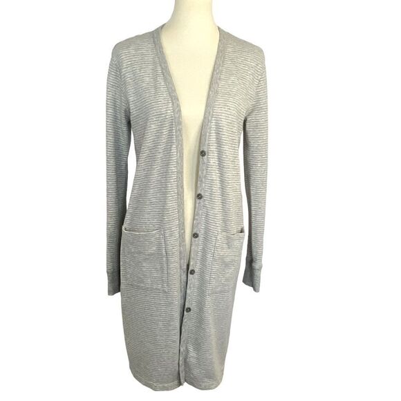 JAMES PERSE LONG BUTTON FRONT FLEECE CARDIGAN - Picture 2 of 15